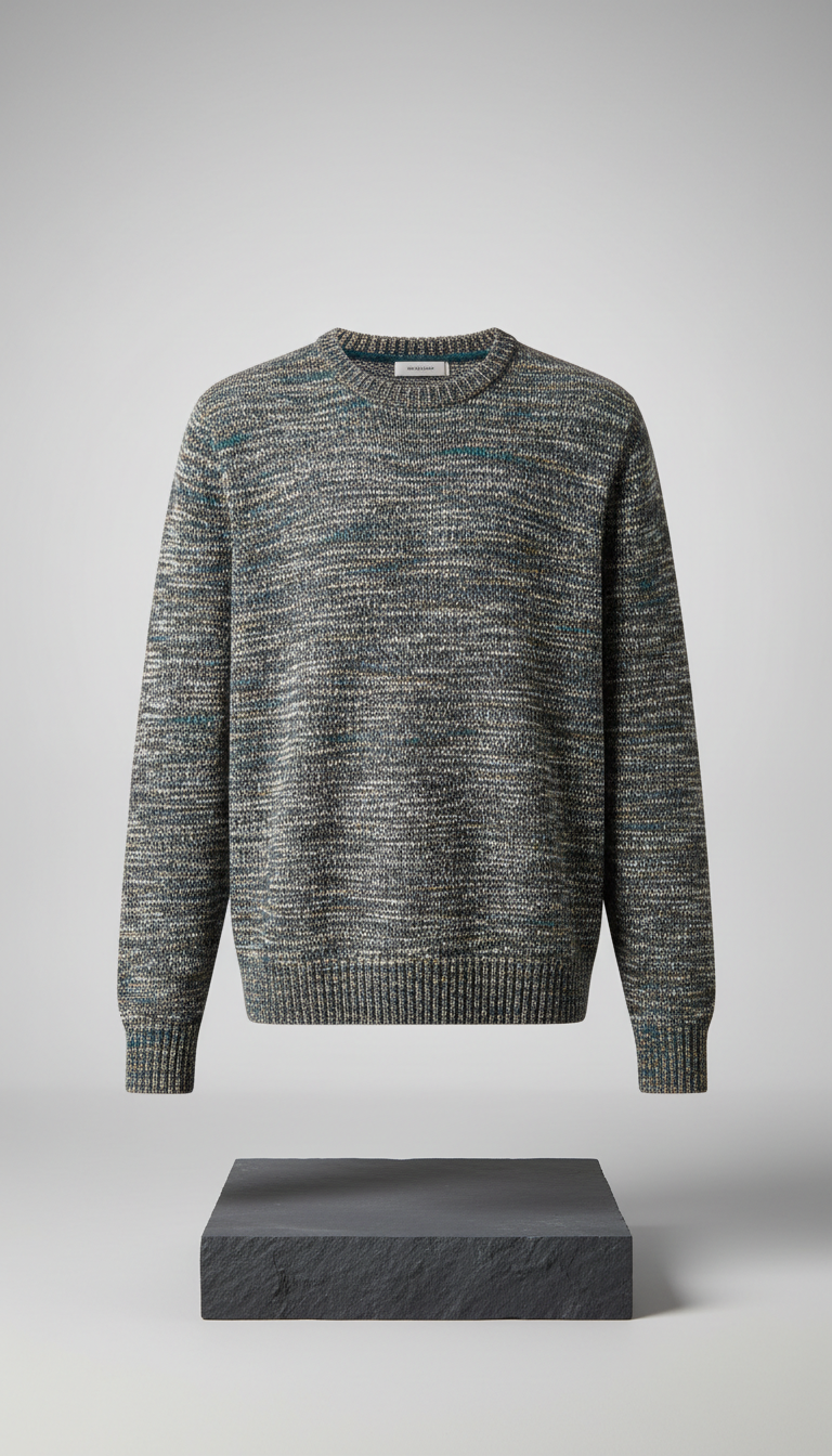Premium Cotton Knit Sweater in Charcoal Blend